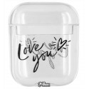 Чехол для Apple AirPods, прозрачный пластик, love you