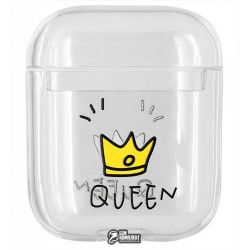 Чехол для Apple AirPods, прозрачный пластик, queen