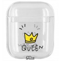 Чехол для Apple AirPods, прозрачный пластик, queen