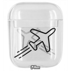 Чехол для Apple AirPods, прозрачный пластик, самолет