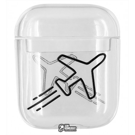Чехол для Apple AirPods, прозрачный пластик, самолет
