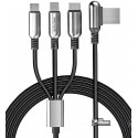 Кабель Lightning + Micro + Type-C - USB, Hoco U17 3 in 1, чорний