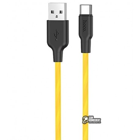 Кабель Type-C - USB, Hoco X21 Plus Fluorescent silicone, fluorescent yellow