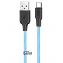 Кабель Type-C - USB, Hoco X21 Plus Fluorescent silicone, fluorescent blue