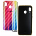 Чехол для Samsung A205 Galaxy A20, A305 Galaxy A30, Carbon Gradient Hologram, стекло-силикон