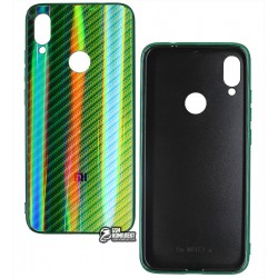 Чохол для Xiaomi Redmi Note 7, Carbon Gradient Hologram, скло-силікон