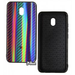 Чехол для Xiaomi Redmi 8A, Carbon Gradient Hologram, стекло-силикон