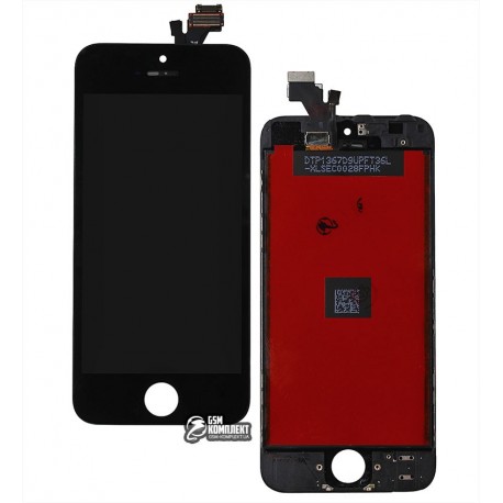 Дисплей для iPhone 5, черный, с сенсорным экраном (дисплейный модуль), с рамкой, AAA, Tianma+