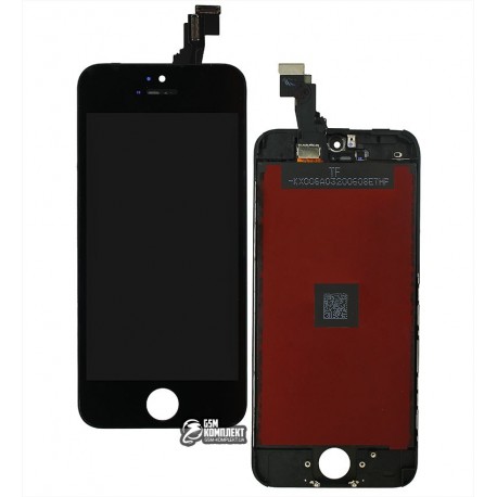 Дисплей iPhone 5C, черный, с сенсорным экраном, с рамкой, AAA, Tianma, с пластиками камеры и датчика приближения