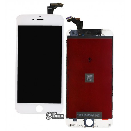 Дисплей iPhone 6 Plus, белый, с сенсорным экраном, с рамкой, AAA, Tianma, с пластиками камеры и датчика приближения