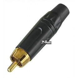 RCA штекер черный, черный металлический корпус RCA штекер черный, черный металлический корпус
