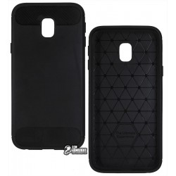 Чехол для Samsung J330 Galaxy J3 (2017), Polished carbon, силиконовый, черный