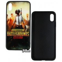 Чехол для Apple iPhone Xs, HQ Glass Pictures case 360, стекло-силикон, Pubg