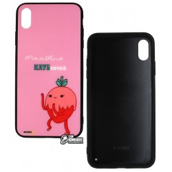 Чехол для iPhone Xs Max, Puzzo glass case mad series, силикон-стекло, клубничка Чехол для iPhone Xs Max, Puzzo glass case mad series, силикон-стекло, клубничка