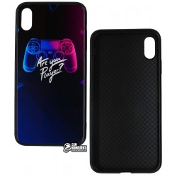 Чехол для Apple iPhone Xs, HQ Glass Pictures case 360, стекло-силикон, are you player