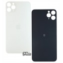 Задняя панель корпуса iPhone 11 Pro Max, серебристый, белая, без снятия рамки камеры, big hole