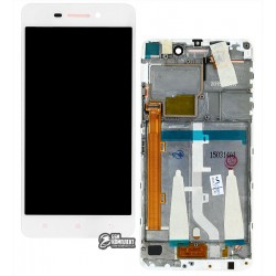 Дисплей для Lenovo S60, белый, с передней панелью, с сенсорным экраном (дисплейный модуль)