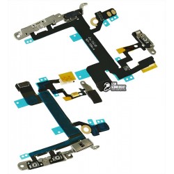 Шлейф iPhone 5S, кнопки включения, боковых клавиш, с микрофоном, с компонентами, AAA Шлейф iPhone 5S, кнопки включения, боковых клавиш, с микрофоном, с компонентами, AAA