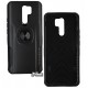 Чехол для Xiaomi Redmi 9, Leather Design Case With Ring, силикон-пластик, черный