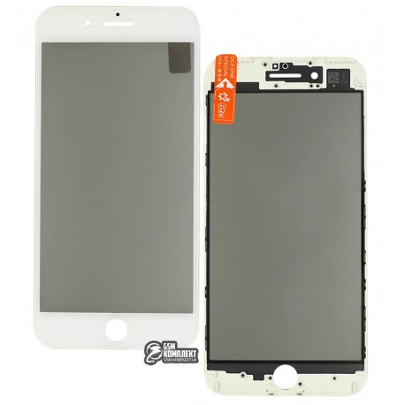 Стекло дисплея для Apple iPhone 7 Plus, с рамкой, с поляризационной пленкой, с OCA-пленкой, белое