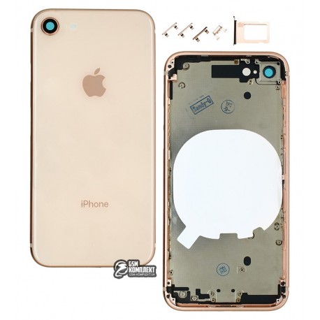 Корпус Apple iPhone 8, золотистый, с держателем SIM-карты, с боковыми кнопками