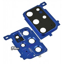 Стекло камеры Samsung G985 Galaxy S20 Plus, синее