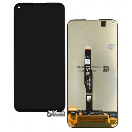 Дисплей Huawei P40 Lite, чорний, з сенсорним екраном, оригінал (PRC)