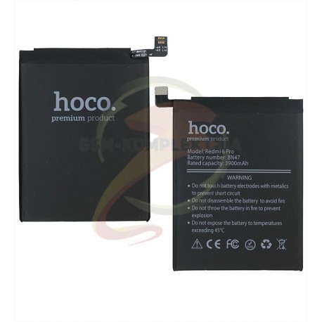 Аккумулятор Hoco BN47 для Xiaomi Redmi 6 Pro, Xiaomi Mi A2 Lite, Li-Polymer, 3,85 B, 3900 мАч
