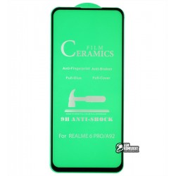 Защитное оргстекло для Realme 6 Pro, Ceramica, с фаской, черное