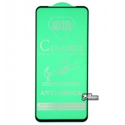 Защитное оргстекло для Realme 6, Ceramica, с фаской, черное