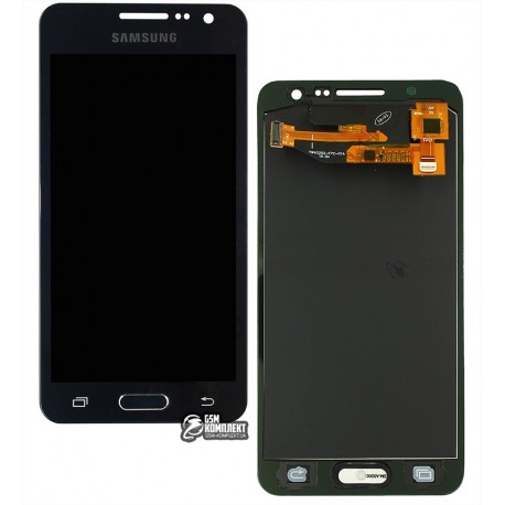 Дисплей для Samsung A300 Galaxy A3, чорний, з сенсорним екраном, з регулюванням яскравості, (TFT), СМІТТЮ