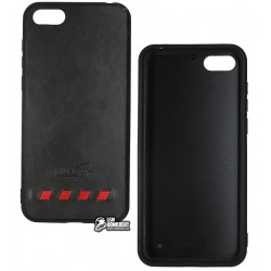 Чехол для Huawei Y5 (2018), Husky, кожа, силиконовый, черный