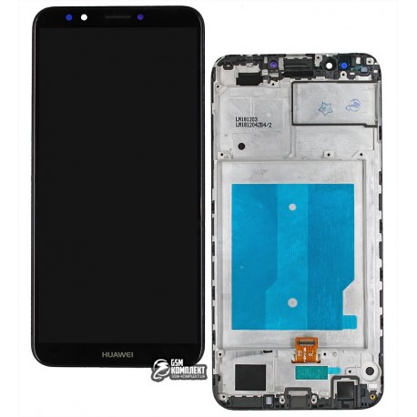 Дисплей Huawei Y7 Prime (2018), чорний, з сенсорним екраном (дисплейний модуль), з рамкою, High Copy