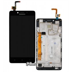Дисплей для Lenovo A6000, K3 (K30-T), K3 (K30-W), чорний, з сенсорним екраном (дисплейний модуль), з рамкою