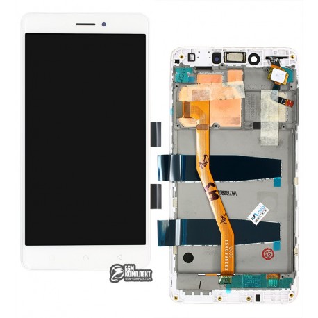 Дисплей для Lenovo K6 Note (K53a48), білий, з сенсорним екраном (дисплейний модуль), в рамі, з передньою панеллю