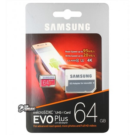 Карта пам'яті 64 Gb microSD Samsung class 10 Evo plusUHS-I