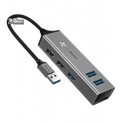 USB-хаб Baseus Cube USB-hub (USB на 3USB3.0 + 2USB2.0, темно сірий