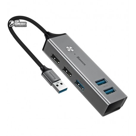 USB-хаб Baseus Cube USB-hub (USB на 3USB3.0+2USB2.0, темно серый