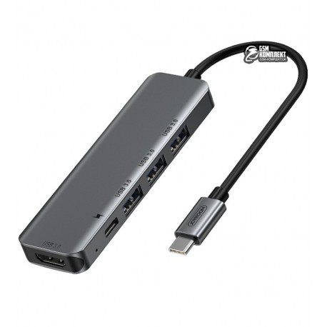 USB-хаб JOYROOM SH-C2 Type-c 5в1 USB-hub docking station (4USB3.0+Micro) \ Dark Gray