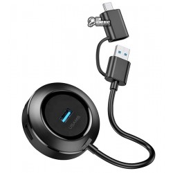 USB-хаб USAMS "US-SJ416 4 USB-hub Smart Adapter USB3.0 + Type-C3.0", чорний