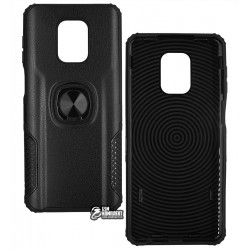 Чохол для Xiaomi Redmi Note 9S / Redmi note 9 Pro, Leather Design Case With Ring, силікон-пластик, чорний