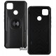 Чехол для Xiaomi Redmi 9C, Leather Design Case With Ring, силикон-пластик, черный