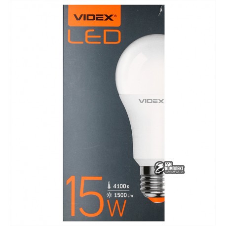 Лампа Videx LED, E27, 15W, A60e, (аналог 140W), 4100K (яскраве світло), клас А + (VL-A65e-15274)