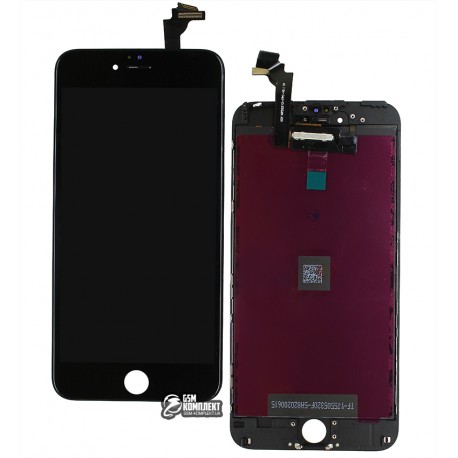 Дисплей для iPhone 6 Plus, чорний, з сенсорним екраном (дисплейний модуль), з рамкою, AAA, Tianma +