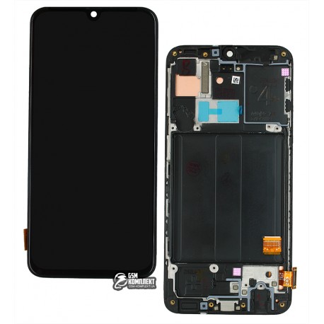 Дисплей для Samsung A405F / DS Galaxy A40, чорний, з сенсорним екраном (дисплейний модуль), з рамкою, оригінал (PRC), оригінал glass