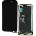 Дисплей iPhone X, черный, с сенсорным экраном (дисплейный модуль), с рамкой, оригинал (переклеено стекло), (оriginal lcd, changed glass, changed flat сable)