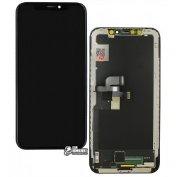 Дисплей iPhone X, черный, с сенсорным экраном, с рамкой, (OLED), AAA, с пластиками камеры и датчика приближения, GX OEM soft Дисплей iPhone X, черный, с сенсорным экраном, с рамкой, (OLED), AAA, с пластиками камеры и датчика приближения, GX OEM soft