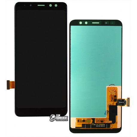 Дисплей для Samsung A530 Galaxy A8 (2018), чорний, з сенсорним екраном, (TFT), СМІТТЮ