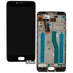 Дисплей для Meizu M5, черный, с тачскрином, с рамкой, оригинал, M611H