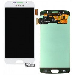 Дисплей Samsung G920 Galaxy S6, білий, з сенсорним екраном (дисплейний модуль), (OLED), High Copy